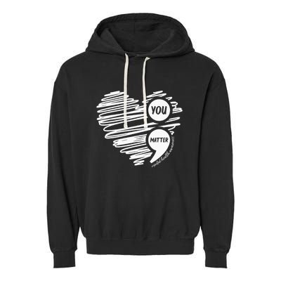 Mental Health Awareness Heart Wear Green For Mental Health Garment-Dyed Fleece Hoodie