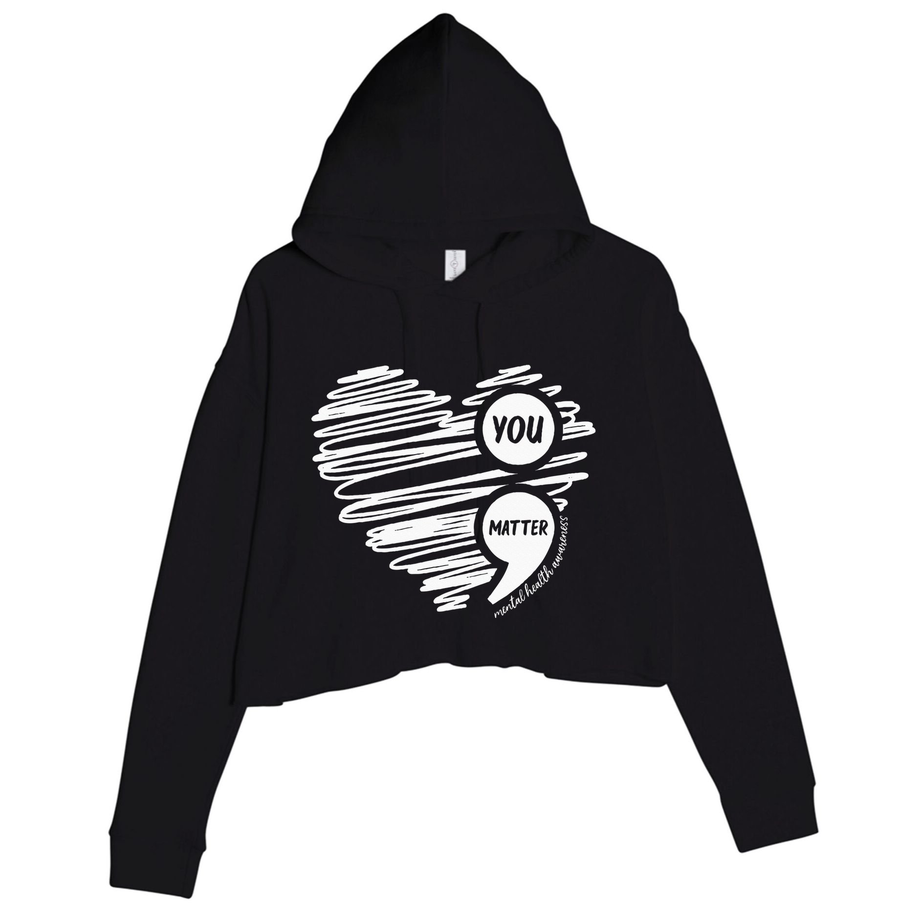 Mental Health Awareness Heart Wear Green For Mental Health Crop Fleece Hoodie