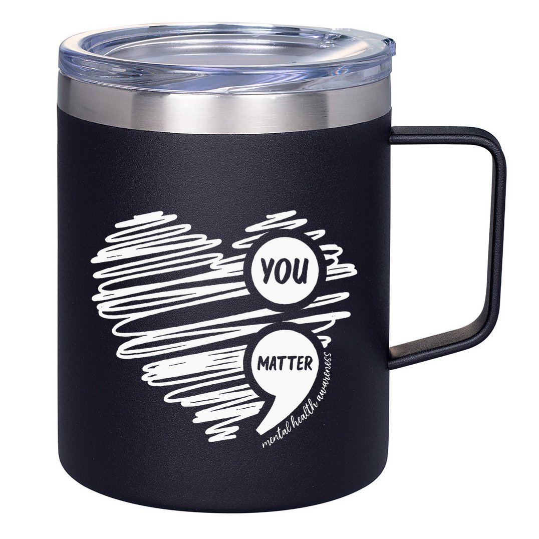 Mental Health Awareness Heart Wear Green For Mental Health 12oz Stainless Steel Coffee Mug