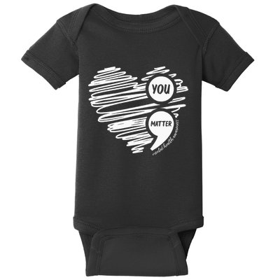 Mental Health Awareness Heart Wear Green For Mental Health Baby Bodysuit