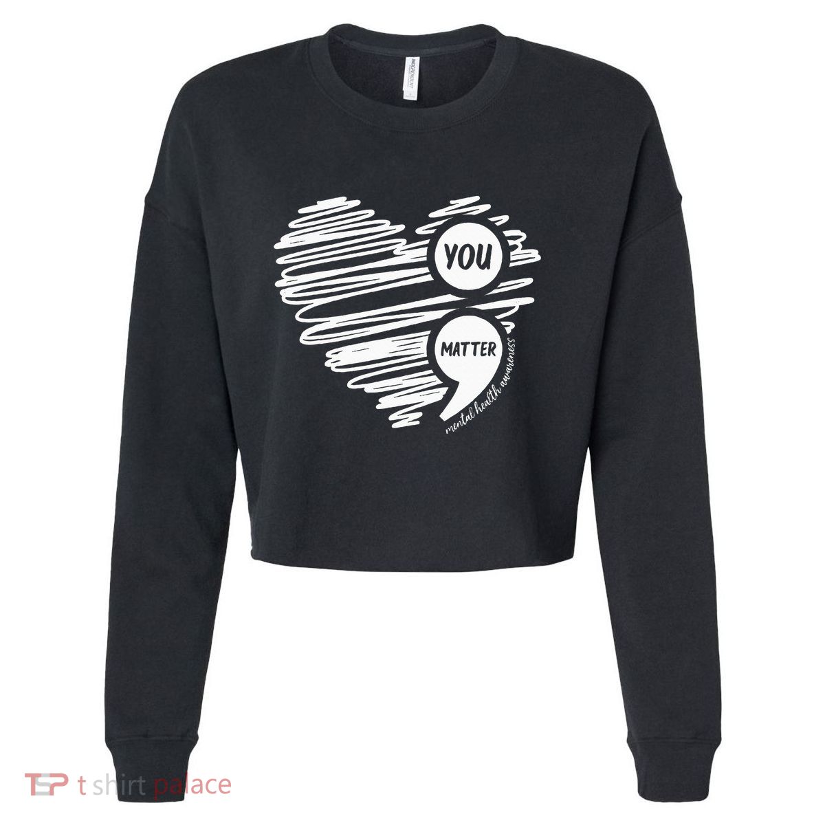 Mental Health Awareness Heart Wear Green For Mental Health Cropped Pullover Crew