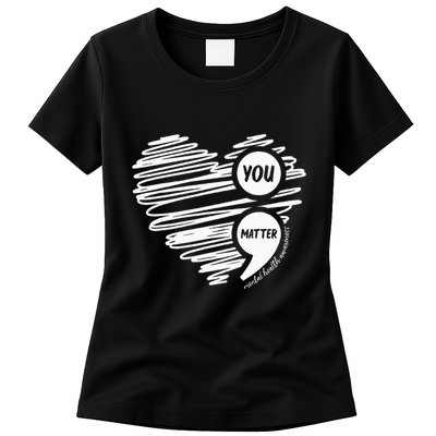 Mental Health Awareness Heart Wear Green For Mental Health Womens T-Shirt