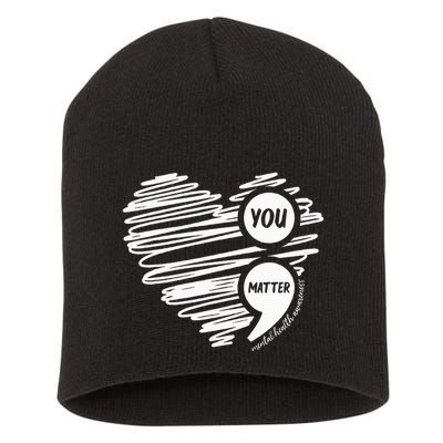 Mental Health Awareness Heart Wear Green For Mental Health Short Acrylic Beanie