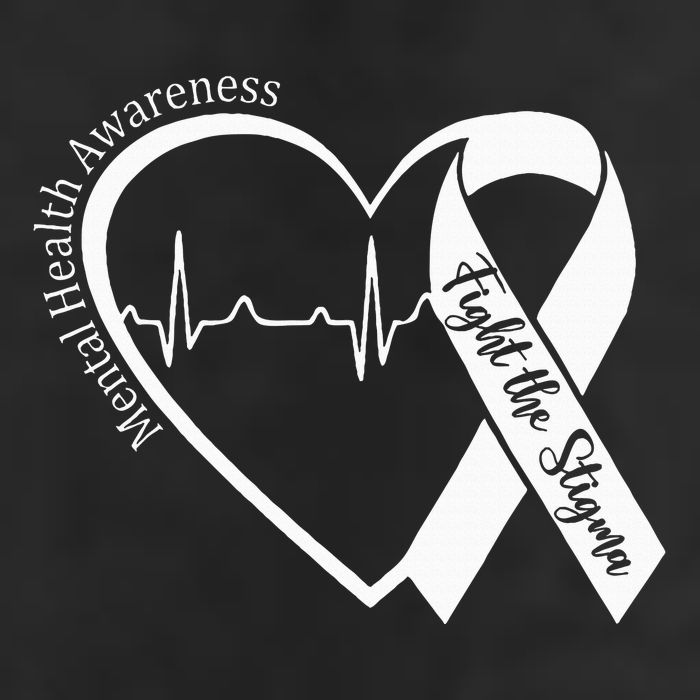 Mental Health Awareness Heart Fight The Stigma Green Ribbon 7 Panel Mesh Trucker Snapback Hat