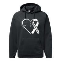 Mental Health Awareness Heart Fight The Stigma Green Ribbon Performance Fleece Hoodie