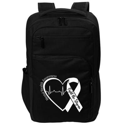 Mental Health Awareness Heart Fight The Stigma Green Ribbon Impact Tech Backpack