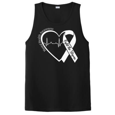 Mental Health Awareness Heart Fight The Stigma Green Ribbon PosiCharge Competitor Tank