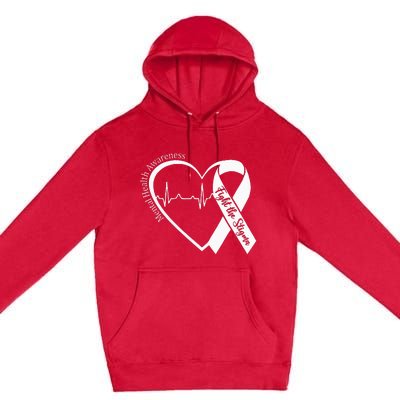 Mental Health Awareness Heart Fight The Stigma Green Ribbon Premium Pullover Hoodie