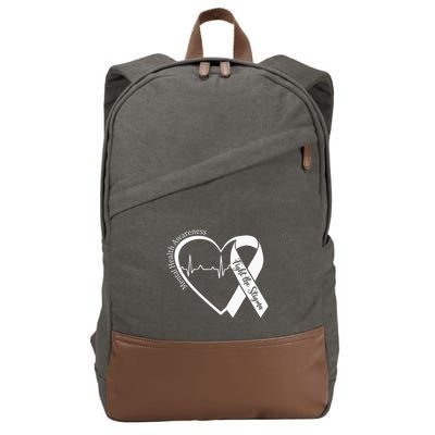 Mental Health Awareness Heart Fight The Stigma Green Ribbon Cotton Canvas Backpack