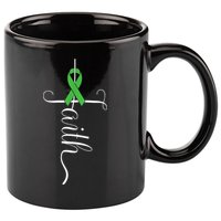 MEntal Health Awareness Green Ribbon 11oz C Handle Ceramic Mug