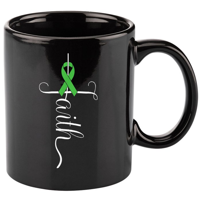 MEntal Health Awareness Green Ribbon 11oz C Handle Ceramic Mug