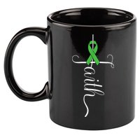 MEntal Health Awareness Green Ribbon 11oz C Handle Ceramic Mug