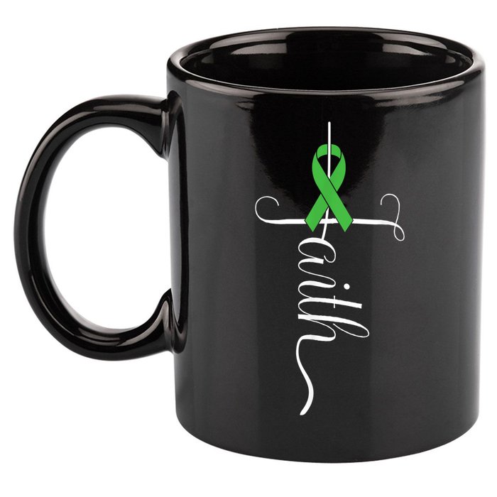 MEntal Health Awareness Green Ribbon 11oz C Handle Ceramic Mug