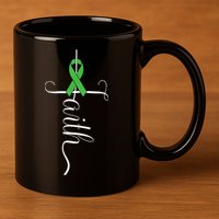 MEntal Health Awareness Green Ribbon 11oz C Handle Ceramic Mug
