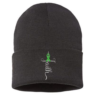 MEntal Health Awareness Green Ribbon Sustainable Knit Beanie