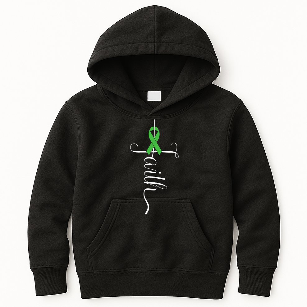 MEntal Health Awareness Green Ribbon Kids Hoodie