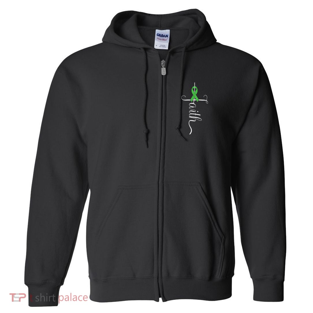 MEntal Health Awareness Green Ribbon Full Zip Hoodie