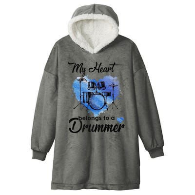 My Heart Belong To A Drummer Hooded Wearable Blanket