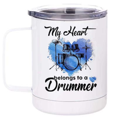 My Heart Belong To A Drummer 12 oz Stainless Steel Tumbler Cup