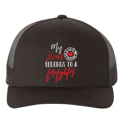 My Heart Belongs To A Firefighter Gift For Wife Girlfriend Yupoong Adult 5-Panel Trucker Hat