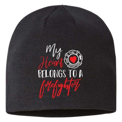 My Heart Belongs To A Firefighter Gift For Wife Girlfriend Sustainable Beanie