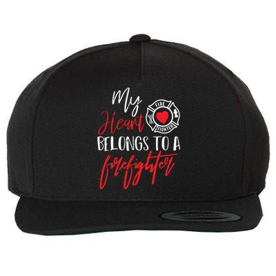 My Heart Belongs To A Firefighter Gift For Wife Girlfriend Wool Snapback Cap