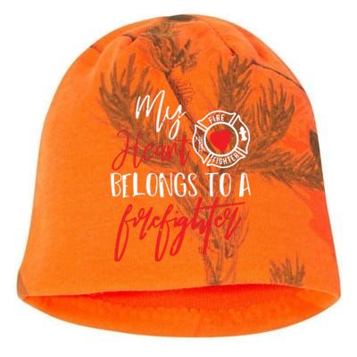 My Heart Belongs To A Firefighter Gift For Wife Girlfriend Kati - Camo Knit Beanie