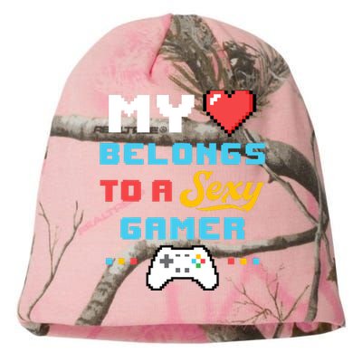 My Heart Belongs To A Sexy Gamer Girlfriend ValentineS Day Kati - Camo Knit Beanie