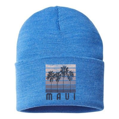Maui Hawaii Beach Summer Vacation Vintage Gift Sustainable Knit Beanie