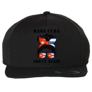 Messy Hair Bun Sos Cuba Flag Make Cuba Great Again Meaningful Gift Wool Snapback Cap