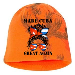 Messy Hair Bun Sos Cuba Flag Make Cuba Great Again Meaningful Gift Kati - Camo Knit Beanie