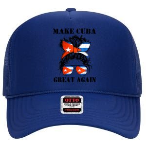 Messy Hair Bun Sos Cuba Flag Make Cuba Great Again Meaningful Gift High Crown Mesh Back Trucker Hat