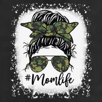 Messy Hair Bun Mom Life Camouflage Mother's Day 7 Panel Mesh Trucker Snapback Hat