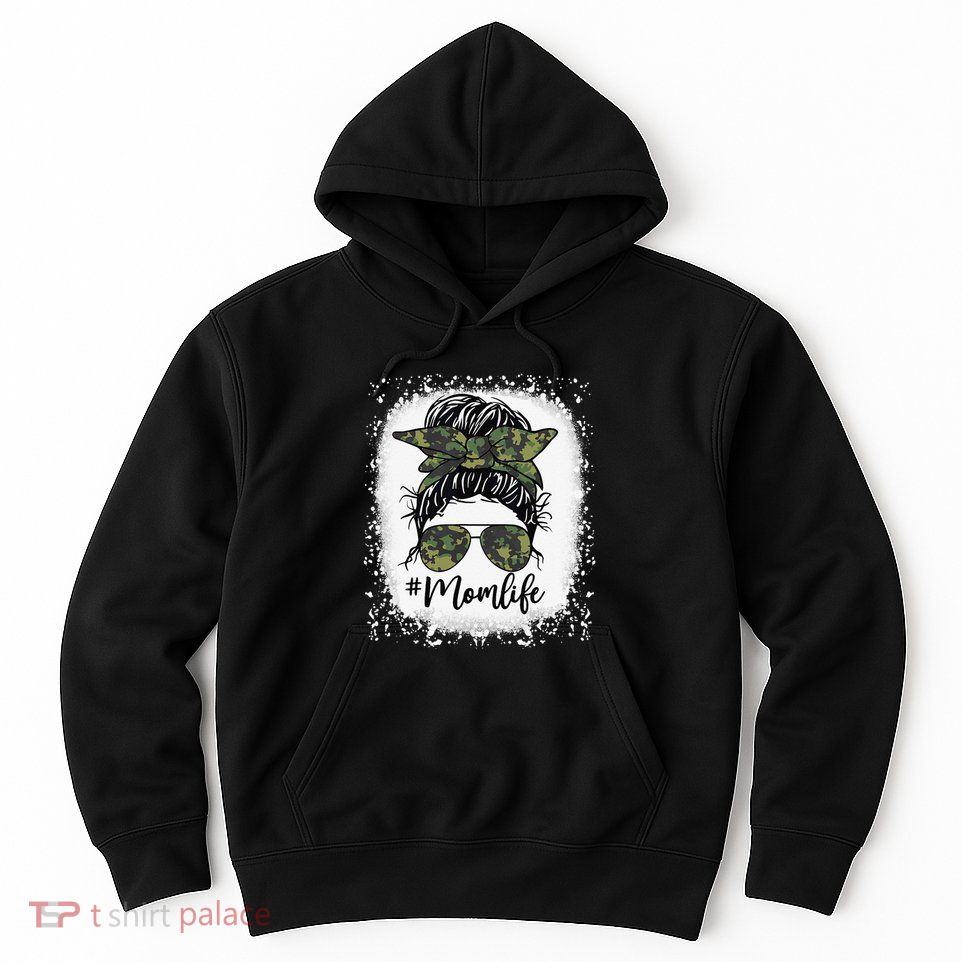 Messy Hair Bun Mom Life Camouflage Mother's Day Hoodie