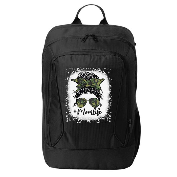 Messy Hair Bun Mom Life Camouflage Mother's Day City Backpack