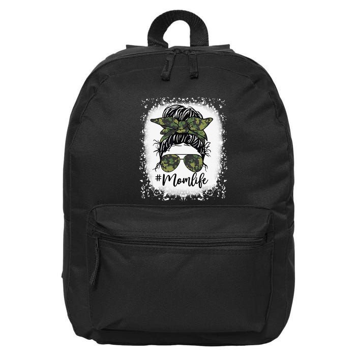 Messy Hair Bun Mom Life Camouflage Mother's Day 16 in Basic Backpack