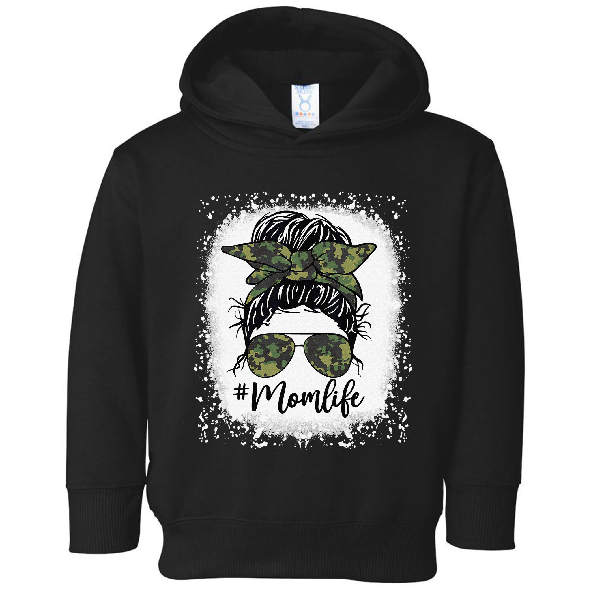 Messy Hair Bun Mom Life Camouflage Mother's Day Toddler Hoodie