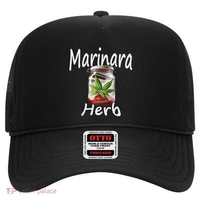 Marinara Herb Basil Leaves Joke High Crown Mesh Back Trucker Hat