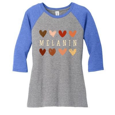 Melanin Hearts Black Is Beautiful Gift Women's Tri-Blend 3/4-Sleeve Raglan Shirt