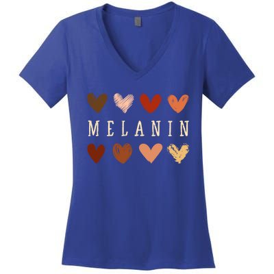 Melanin Hearts Black Is Beautiful Gift Women's V-Neck T-Shirt