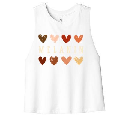 Melanin Hearts Black Is Beautiful Gift Women's Racerback Cropped Tank