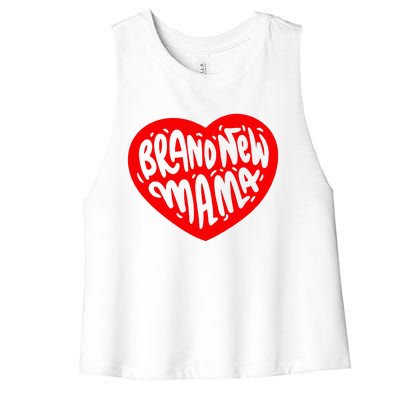 Mom Heart Brand New Mama Women's Racerback Cropped Tank