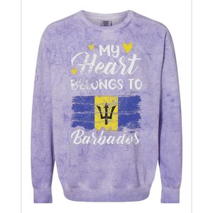 My Heart Belongs To Barbados Bajan Barbadian Flag Grunge Colorblast Crewneck Sweatshirt