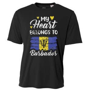 My Heart Belongs To Barbados Bajan Barbadian Flag Grunge Cooling Performance Crew T-Shirt