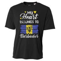 My Heart Belongs To Barbados Bajan Barbadian Flag Grunge Cooling Performance Crew T-Shirt