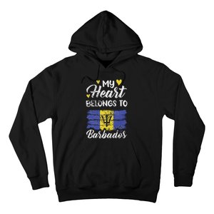 My Heart Belongs To Barbados Bajan Barbadian Flag Grunge Hoodie