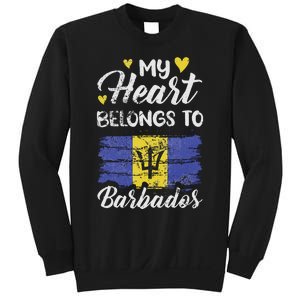 My Heart Belongs To Barbados Bajan Barbadian Flag Grunge Sweatshirt