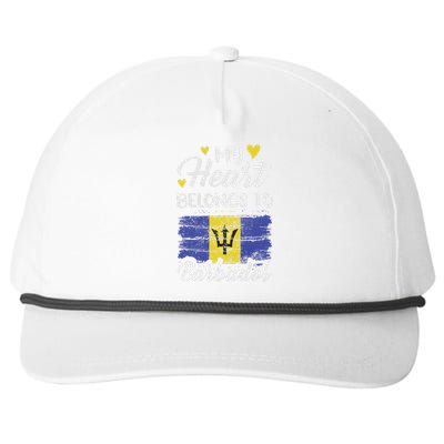 My Heart Belongs To Barbados Bajan Barbadian Flag Grunge Snapback Five-Panel Rope Hat