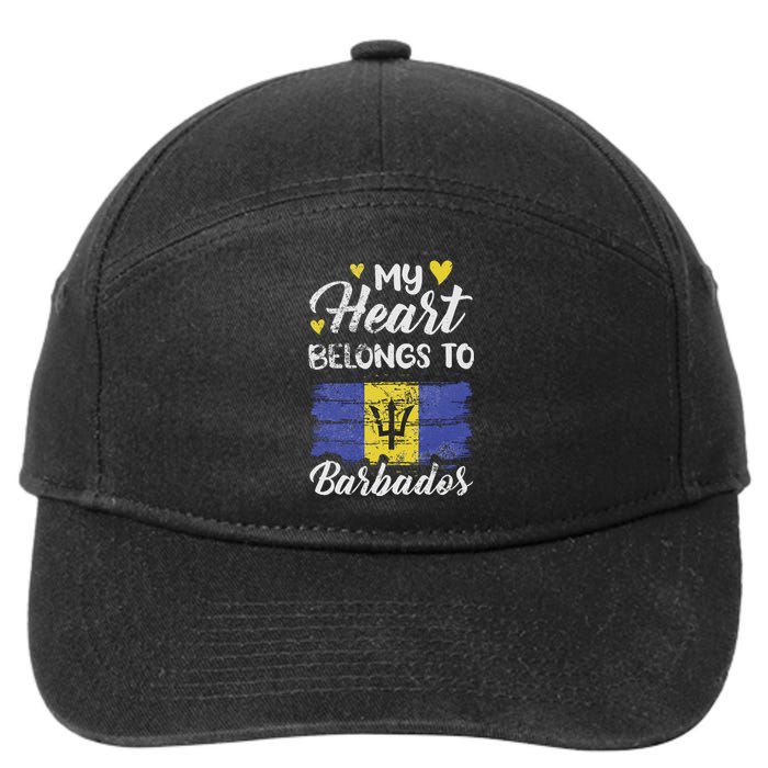 My Heart Belongs To Barbados Bajan Barbadian Flag Grunge 7-Panel Snapback Hat