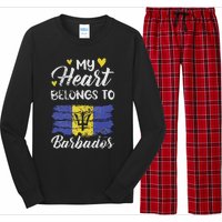 My Heart Belongs To Barbados Bajan Barbadian Flag Grunge Long Sleeve Pajama Set